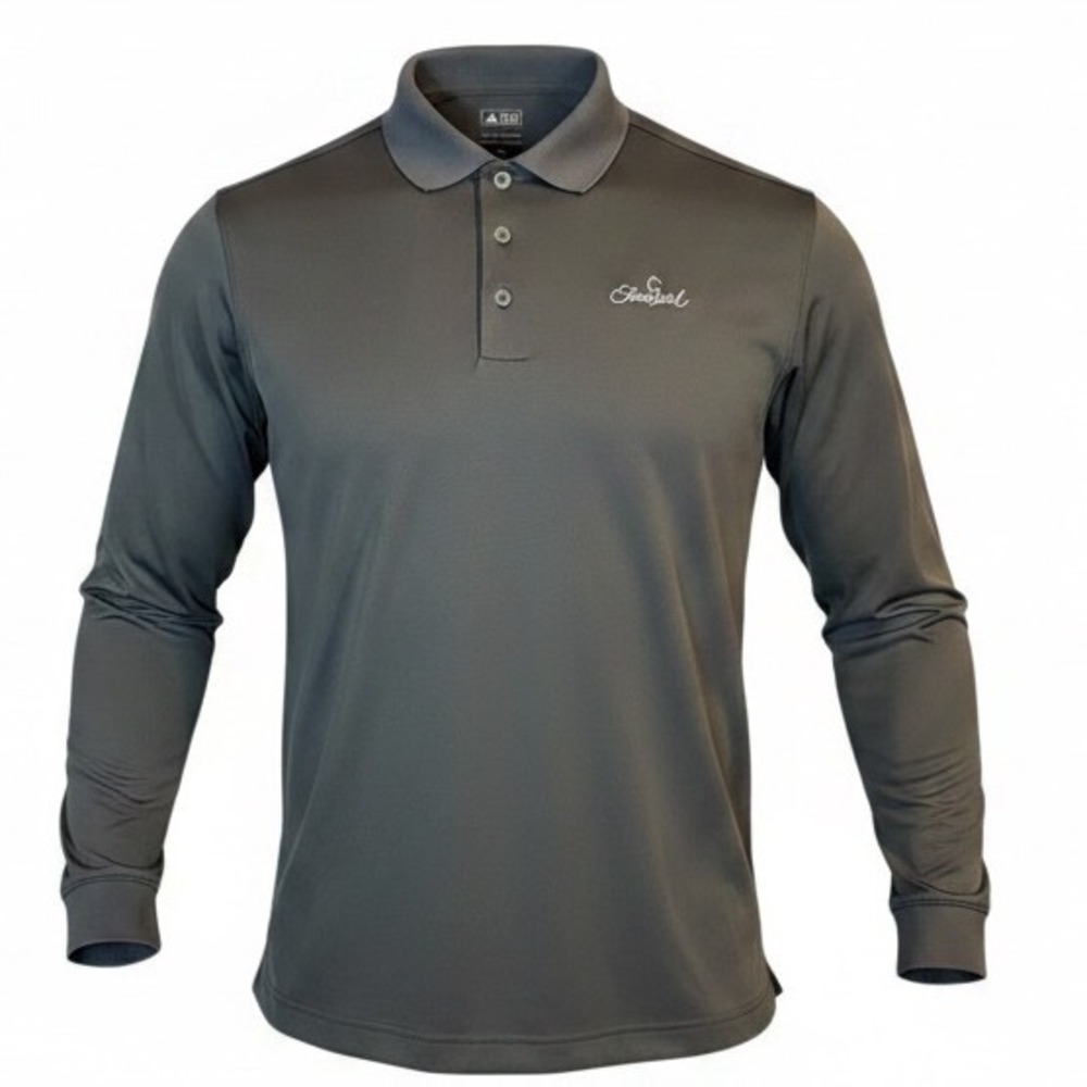 Adidas Golf Puremotion Farmstead Long Sleeve Polo Shirt Men's Large Gray Stretch